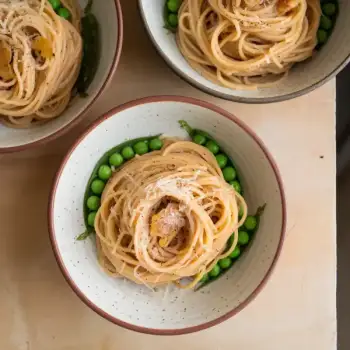 Roman-Style Spaghetti with Crispy Guanciale and Snap Peas