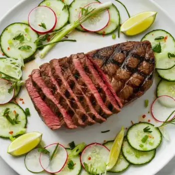 Grilled Flank Steak with Zesty Lime Cucumber Salad