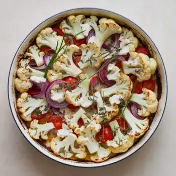 Cauliflower and Tomato Bake with Herbed Goat Cheese
