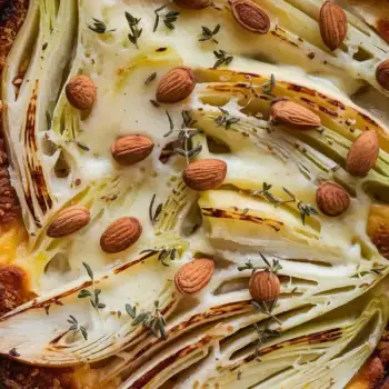 Caramelized Fennel & Apple Casserole with Taleggio and Toasted Almonds