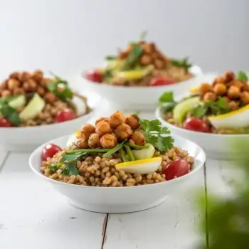 Farro with Crispy Spiced Chickpeas