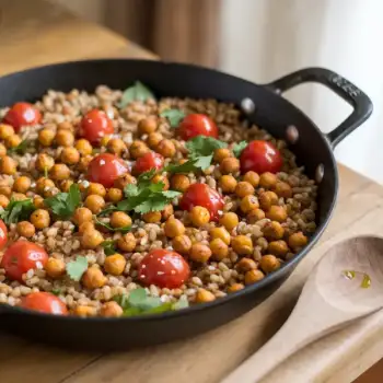 Farro with Crispy Spiced Chickpeas