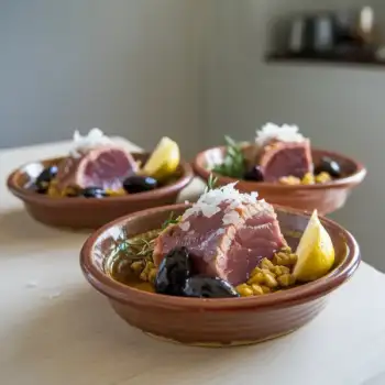 Slow-Roasted Tuna with Harissa and Olives