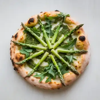 Asparagus, Arugula, and Pesto Pizza