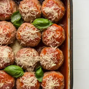 Parmesan-Spiked Beef Meatballs in Tomato Sauce
