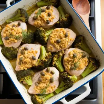 Chicken, Artichoke and Broccoli Bake with Herb Bread Crumbs