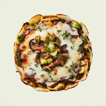 Brussels & Mushroom Creamy Lasagna