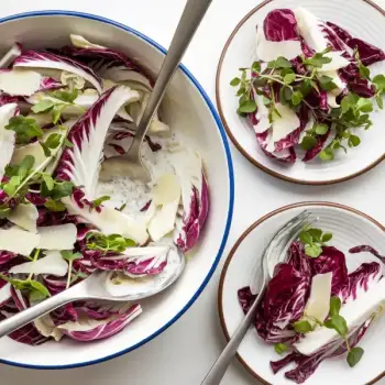 Shaved Cauliflower & Radicchio Salad with Yogurt Caesar Dressing