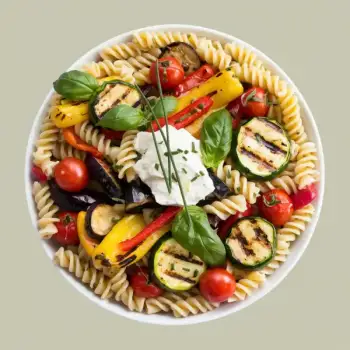Grilled Garden Vegetable Rotini with Goat Cheese