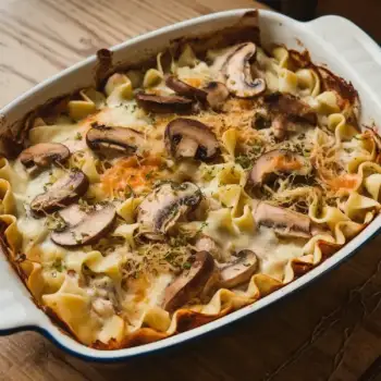 Creamy Mushroom & Chicken Noodle Bake for Two