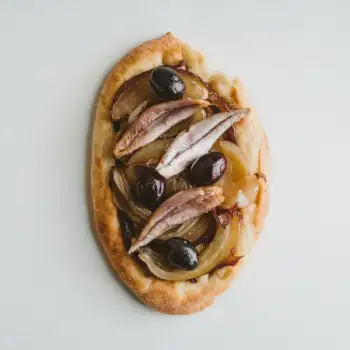 Valencian Onion, Anchovy & Olive Flatbread (Coca de Cebes)