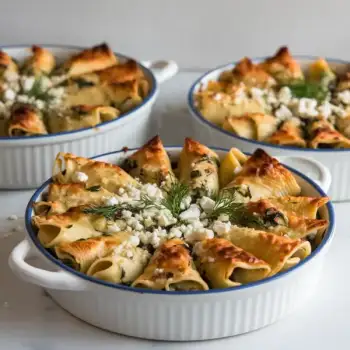 Baked Spanakopita Pasta With Greens and Feta