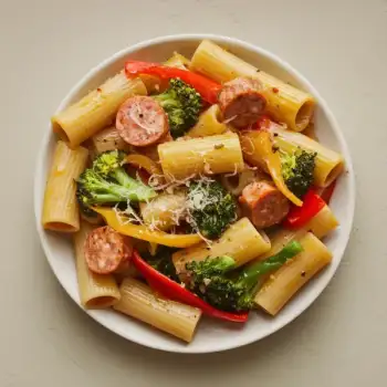 Rigatoni with Italian Sausage, Broccoli, and Bell Peppers