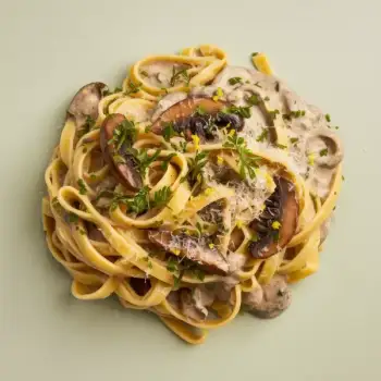 Lemon-Parsley Tagliatelle with Creamy Mushroom Sauce