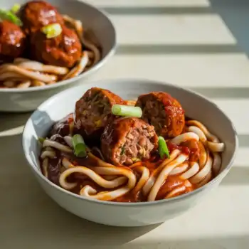 Korean Meatballs with Noodles