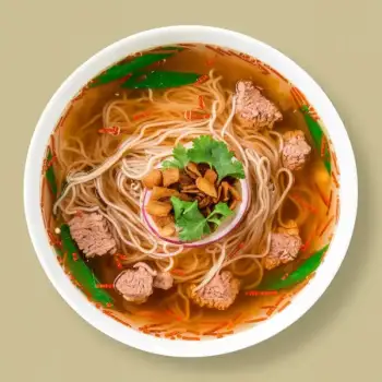 Ginger Pork and Noodle Soup with Crispy Garlic