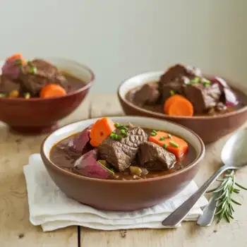 Hearty Beef Stew with Red Onions and Ale