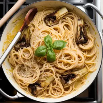 Lemon Spaghetti with Roasted Artichokes