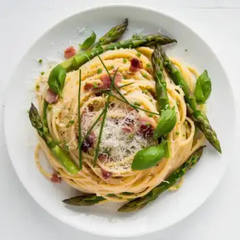 Spring Pea and Asparagus Spaghetti Carbonara