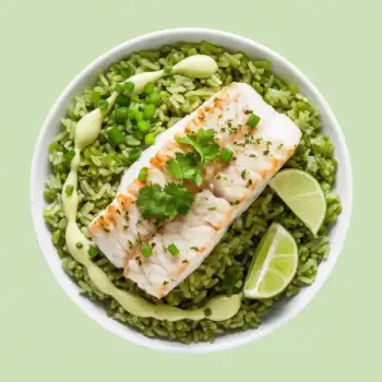 Herb-Infused Cod over Green Rice