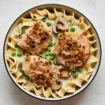 Creamy Mushroom & Chicken Noodle Bake for Two