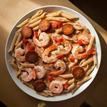 Creamy Shrimp and Andouille Penne