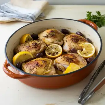 Lemon and Olive Braised Chicken Thighs