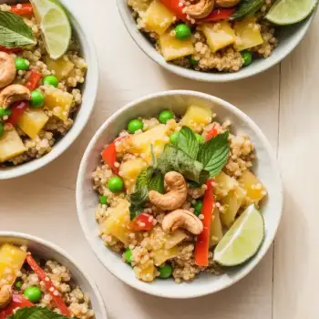 Pineapple-Infused Quinoa Stir-Fry with Cashews and Fresh Herbs