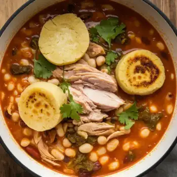 Hearty Chicken and Hominy Chili with Buttermilk Cornmeal Dumplings