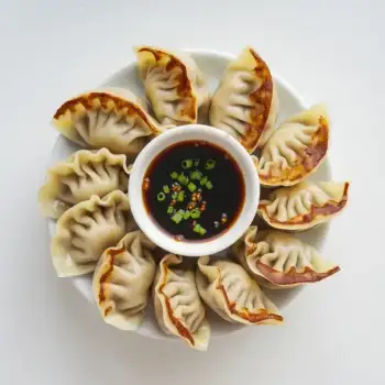 Crispy Pork and Cabbage Gyoza with Dipping Sauce