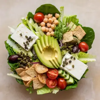 Mediterranean Crunch Salad with Chickpeas, Feta, and Avocado