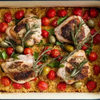 Rustic Orzo Chicken Bake a la Cacciatore
