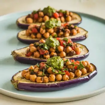 Chickpea-Stuffed Eggplant Rounds with Zesty Mint Chutney