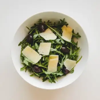 Arugula Salad with Parmesan, Olives, and Red Wine Vinaigrette