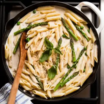 Creamy Penne with Asparagus and Peas