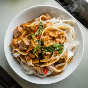 Curried Pork and Fresh Rice Noodle Stir-Fry