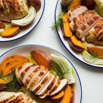 Sheet-Pan Chicken with Sweet Potatoes and Fennel