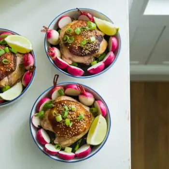 Sheet-Pan Miso Chicken with Radishes and Lime