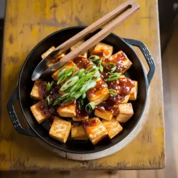 Crispy Air-Fried Tofu with Sweet and Spicy Glaze