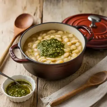 Roasted Garlic and White Bean Soup with Chimichurri