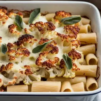 Cauliflower Rigatoni Bake with Sage and Cheeses