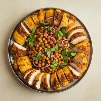 Crispy Turmeric Chicken and Spiced Chickpeas
