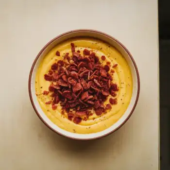 Sweet Corn Queso with Pepperoni Crumbs