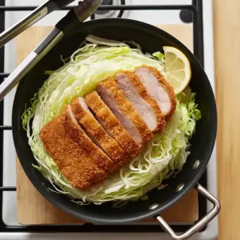 Pork Katsu with Shredded Cabbage and Scallions