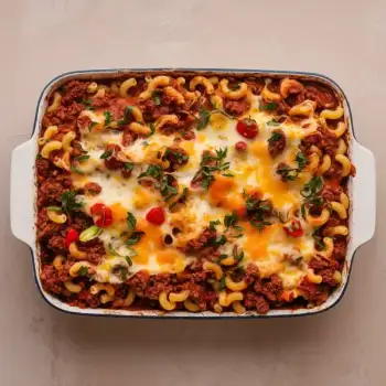 Hearty Beef and Cheese Chili Macaroni Bake