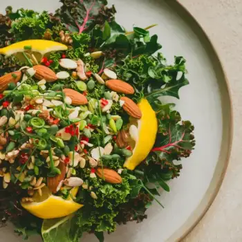 Crispy Almond and Lemon-Garlic Kale Salad