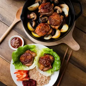 Chicken and Mushroom Bulgogi Lettuce Wraps