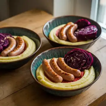 Sausage Polenta with Red Cabbage and Caraway