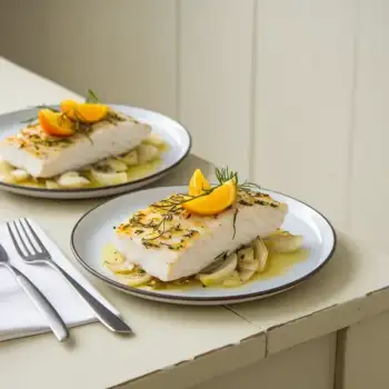 Herb-Buttered Cod with Fennel, Shallots & Orange