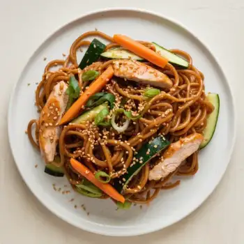 Crunchy Veggie and Chicken Sesame Lo Mein